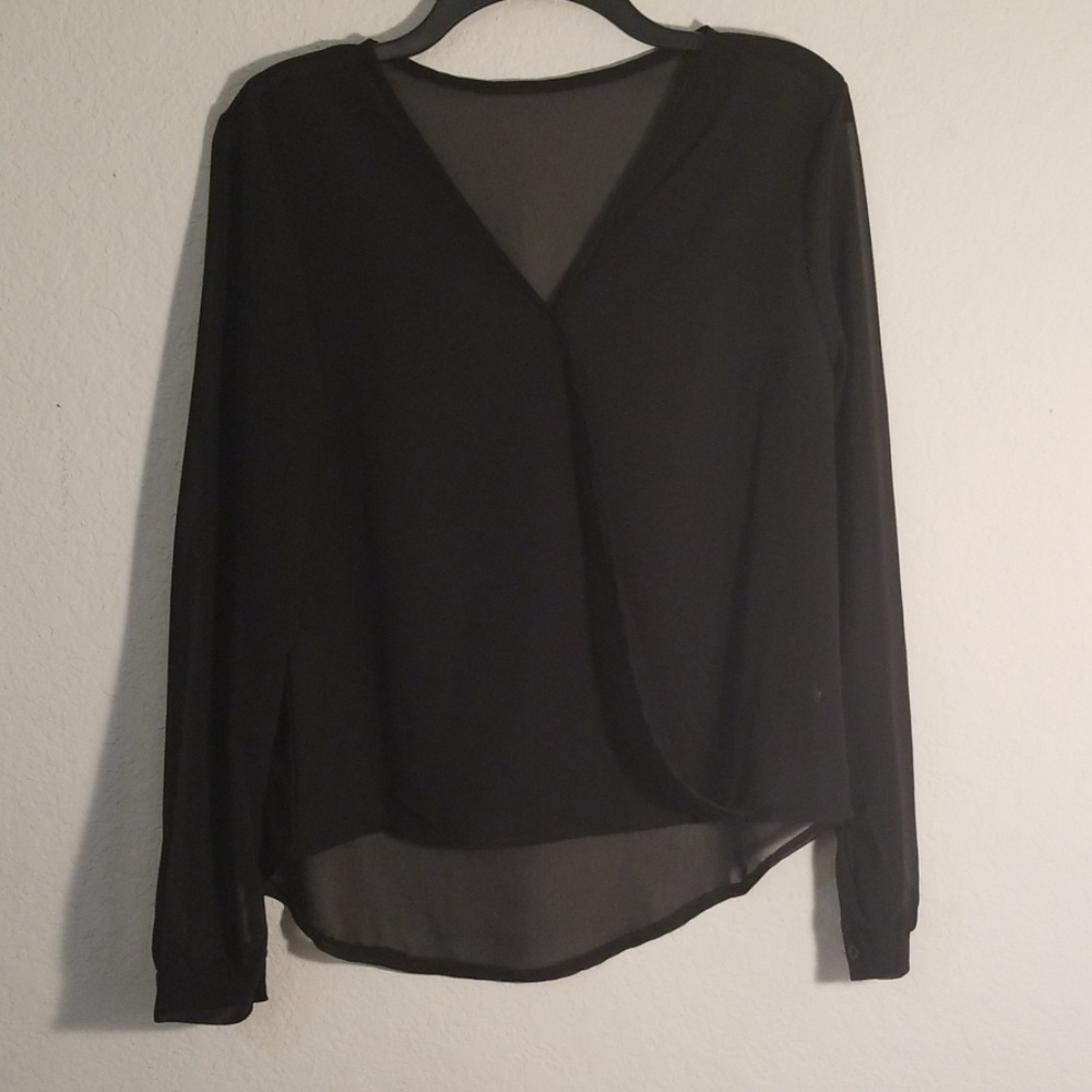 Black V neck Blouse